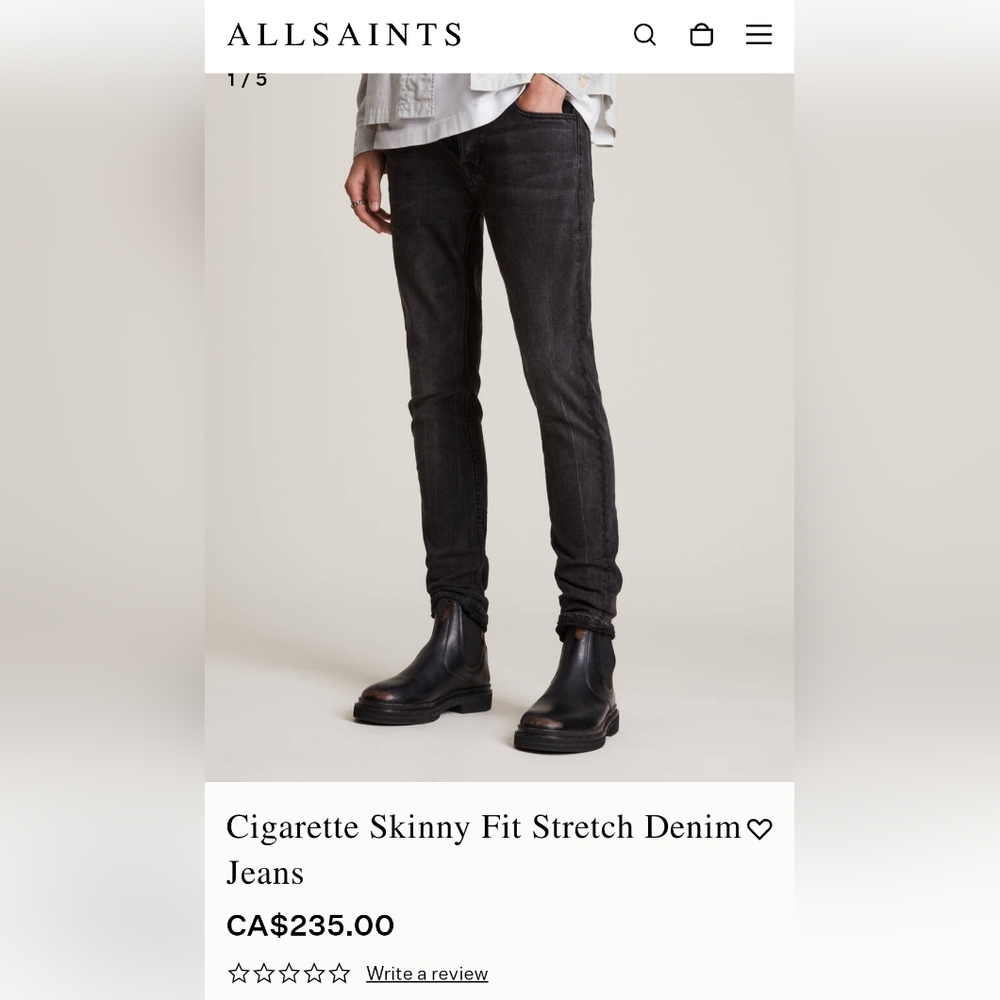 All Saints Cigarette Skinny Denim